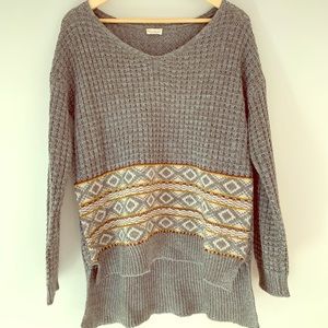 Hem and Thread Woven Sweater